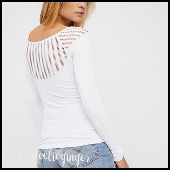 FP optic WHITE cut out neck long sleeve top M/L - Picture 4 of 8